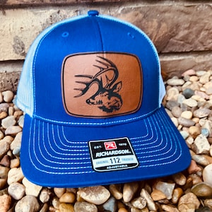 Buck, Deer Hunting, Fishing, Leather Patch Hat, Richardson 112, SnapBack,