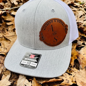 Custom Wedding Hats, Grooms Hat, Hats for Wedding Party, Groomsmen Hat, Leather Patch Hat, Richardson 112, SnapBack,