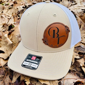 Custom Wedding Hats, Grooms Hat, Hats for Wedding Party, Groomsmen Hat, Leather Patch Hat, Richardson 112, SnapBack, Wedding Hats, Groomsmen