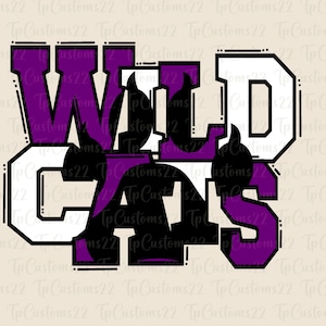 Wildcats Purple Football PNG, School Mascot Png, Purple and White Wildcats, Football Shirt, School Spirit, Team Spirit, Wildcats png