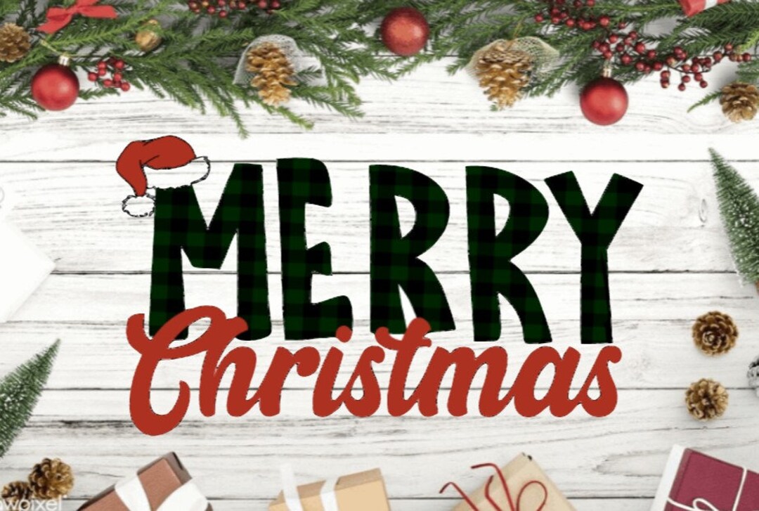 Buffalo Plaid Merry Christmas PNG Svg INSTANT DOWNLOAD Cut File ...