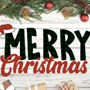 Buffalo Plaid Merry Christmas PNG SvG INSTANT DOWNLOAD Cut File Silhouette Cricut Sublimation