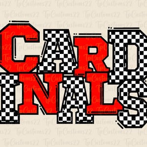 Cardinals Checkered Red Football PNG, School Mascot Png, Red & White Cardinals, Camisa de Futebol, Escola png, Checkered png, Cardinals png