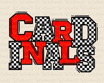 Cardinals Checkered Red Football PNG, School Mascot Png, Red & White Cardinals, Football Shirt, School png, Checkered png, Cardinals png