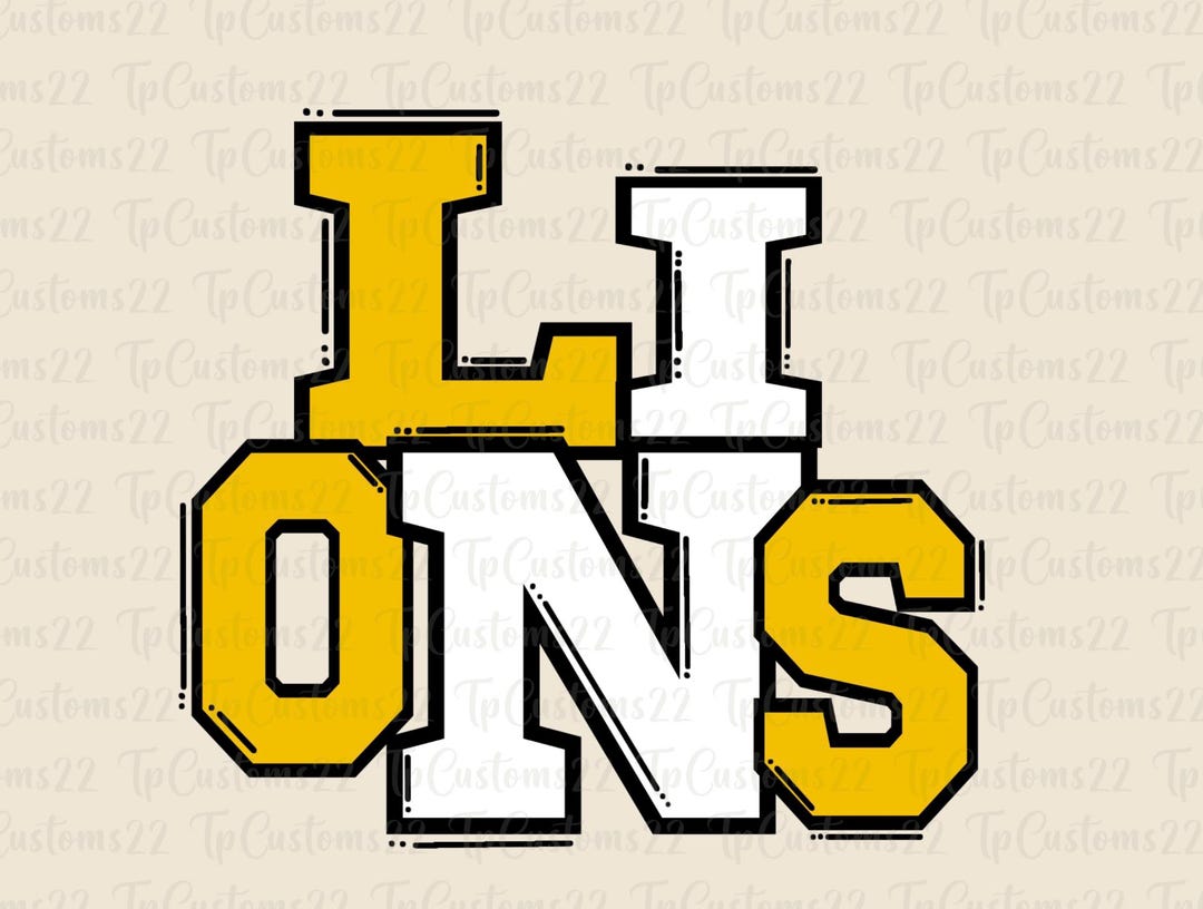 Lions Yellow Football PNG, School Mascot Png, Yellow and White Lions