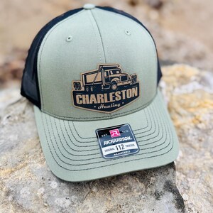Custom Trucking Company Leather Hats, Company Hat, Hauling Company Hat, Leather Patch Hat, Richardson 112, Gift for Him, Trucking Co. Gift