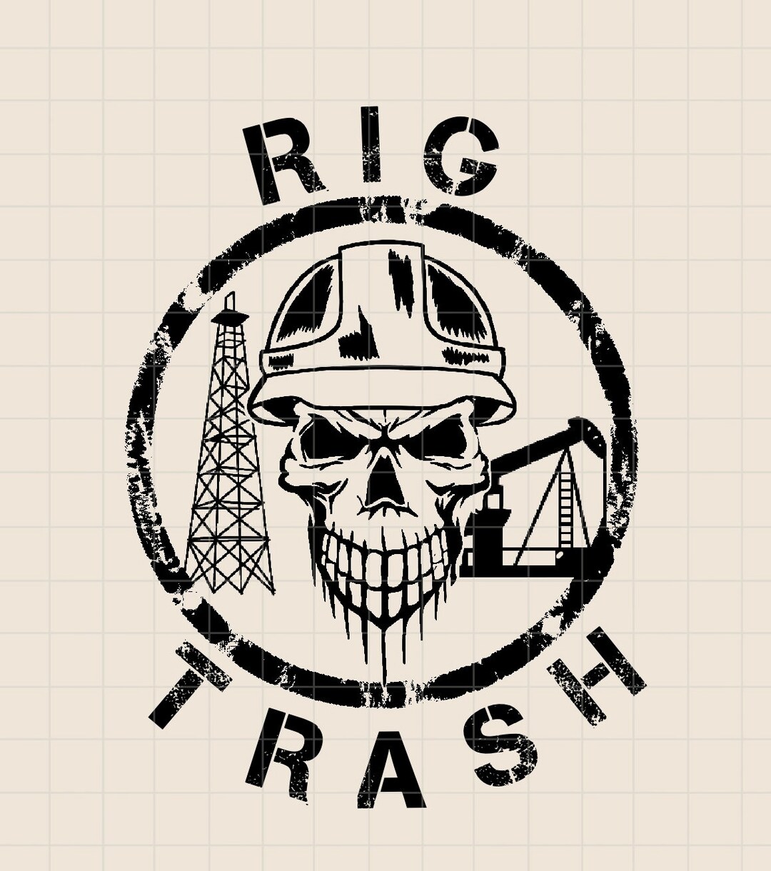 Oilfield Roughneck Skull Hard Hat PNG, Rig Trash, Roughneck PNG