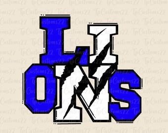 Lions Blue Football PNG, School Mascot Png, Blue and White Lions, Football Shirt, School Spirit, Team Spirit, Sublimation, Lions png