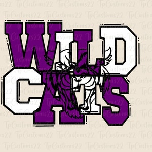 Wildcats Purple Football PNG, School Mascot Png, Purple and White Wildcats, Football Shirt, School Spirit, Team Spirit, Wildcats png