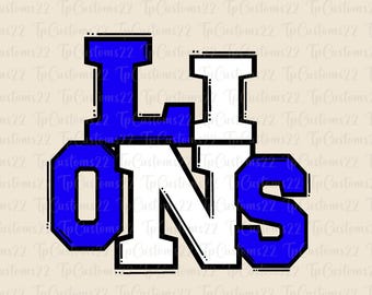 Lions Blue Football PNG, School Mascot Png, Blue and White Lions, Football Shirt, School Spirit, Team Spirit, Sublimation, Lions png