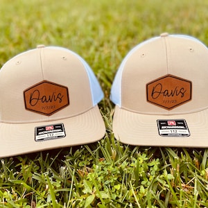 Custom Wedding Hats, Grooms Hat, Hats for Wedding Party, Groomsmen Hat, Leather Patch Hat, Richardson 112, SnapBack,