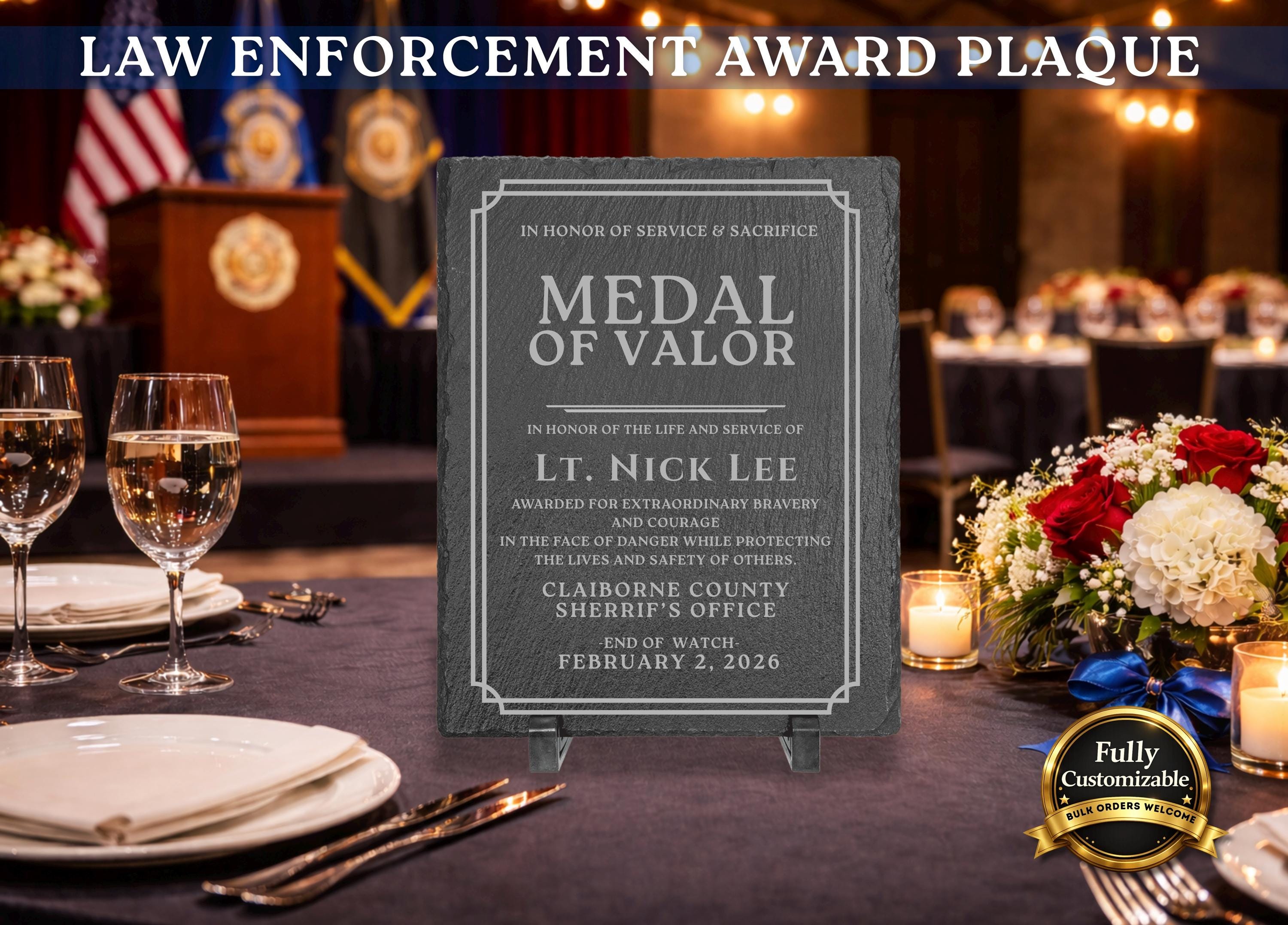 Medal of Valor Award Plaque | Police & Sheriff Heroism Award | Law ...