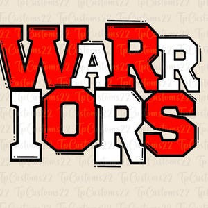 Warriors Red Football PNG, School Mascot Png, Red and White Warriors, Football Shirt, School Spirit, Team Spirit, Warrior png