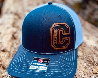 Personalized Varsity Hat, Custom School hat, Custom Team hat, Baseball Hat, Team Leather Patch Hat, Sports Hat, Richardson 112, SnapBack,