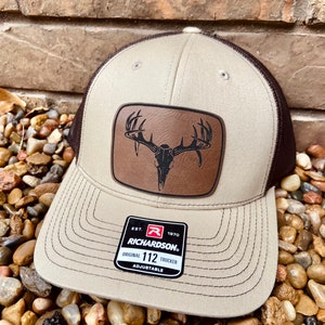 Buck, Deer Hunting, Fishing, Leather Patch Hat, Richardson 112, SnapBack, Bone Collector, Christmas Gift, Gifts for him, Gifts for Guys