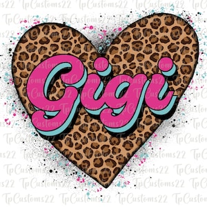 Retro Leopard Gigi Sublimation Designs Downloads, Lightening Bolt Gigi Png, Gigi Shirt, Gigi Png Design , Graphics for tshirt ,Download