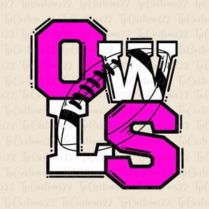 Owls Pink Football PNG, School Mascot Png, Pink and White Owls, Football Shirt, School Spirit, Team Spirit, Owls png