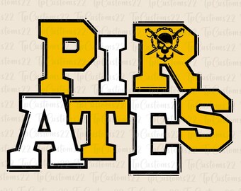 Pirates Yellow Football PNG, School Mascot Png, Yellow and White Pirates, Football Shirt, School Spirit, Team Spirit, Pirates png