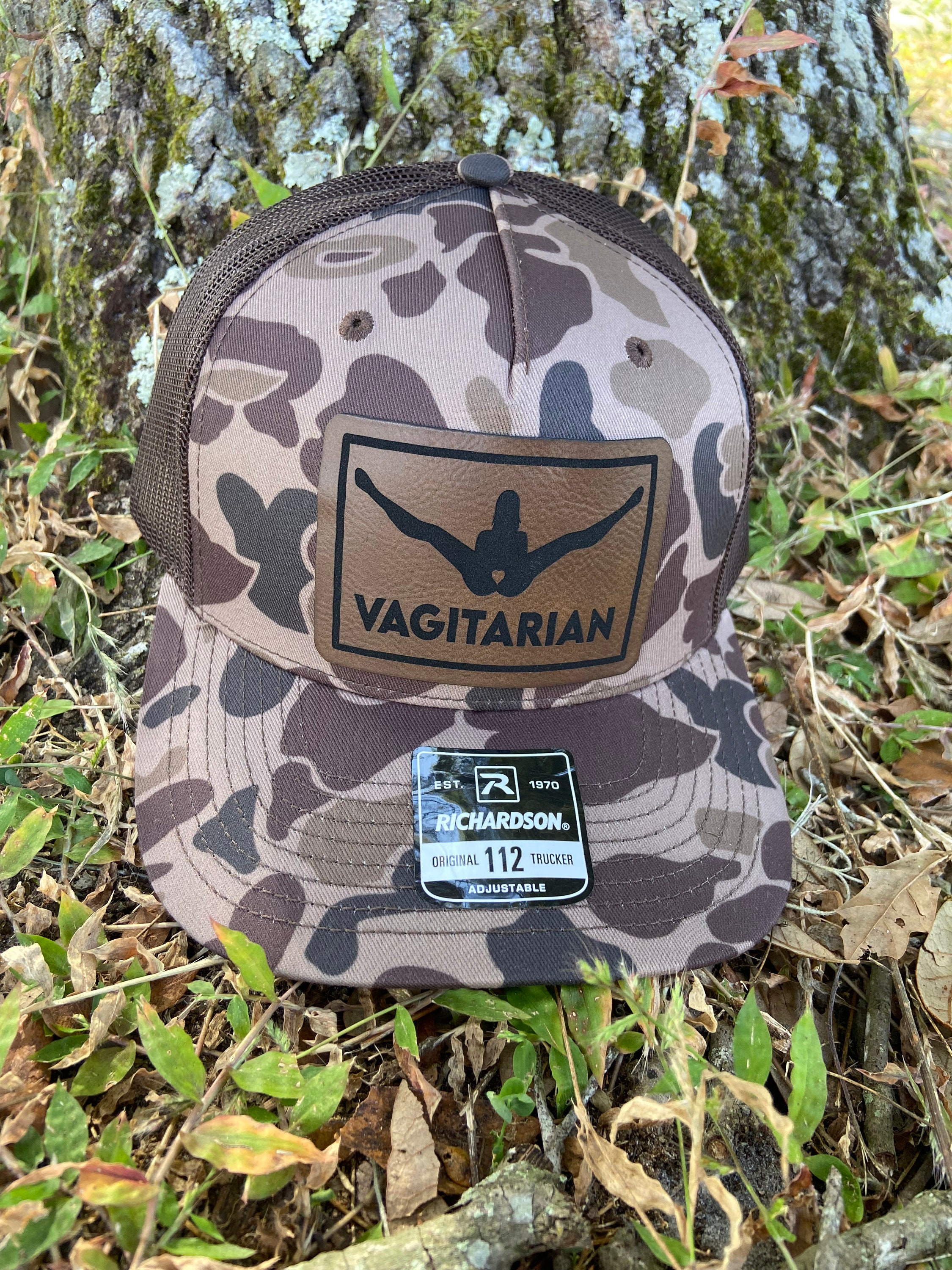 Vagatarian Hat, Dark Humor Hat, Dirty Hat, Butt Hat, Big Butt Hat, Big Booty humor, Leather Patch Hat, Richardson 112, SnapBack,