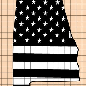 Alabama American Flag Silhouette Shape svg, Alabama State PNG, Alabama state svg, Laser File, Screen Printing File, CNC Cut File