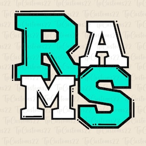 Rams Mint Football PNG, School Mascot Png, Mint and White Rams, Football Shirt, School Spirit, Team Spirit, Rams png
