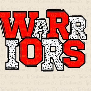 Warriors Red Football PNG, School Mascot Png, Red and White Warriors, Football Shirt, School Spirit, Team Spirit, Warrior png