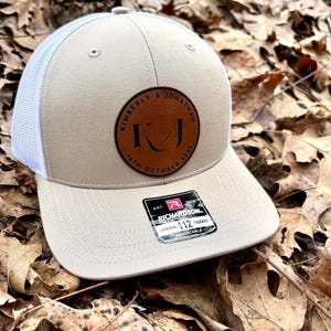 Custom Wedding Hats, Grooms Hat, Hats for Wedding Party, Groomsmen Hat, Leather Patch Hat, Richardson 112, SnapBack, Wedding Hats, Groomsmen