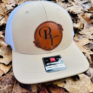 Custom Wedding Hats, Grooms Hat, Hats for Wedding Party, Groomsmen Hat, Leather Patch Hat, Richardson 112, SnapBack, Wedding Hats, Groomsmen