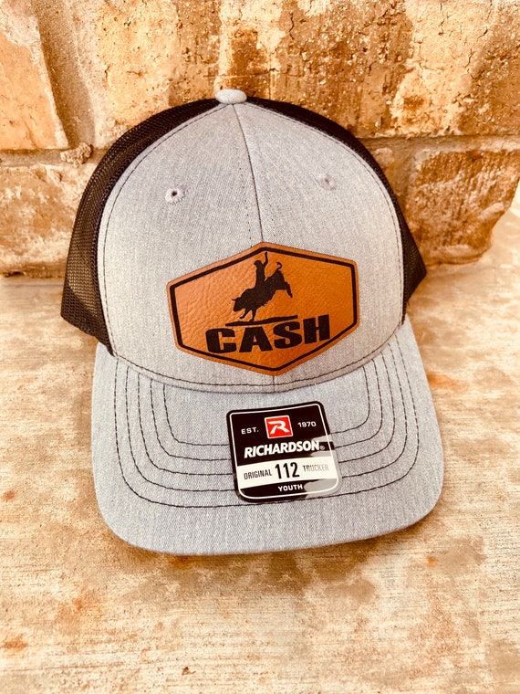 Kids Name Personalized Hat, Rodeo Hat, Personalized Boys Hat, Bull Rider Hat, Youth Custom Hat, Leather Patch Hat, Richardson 112, SnapBack,