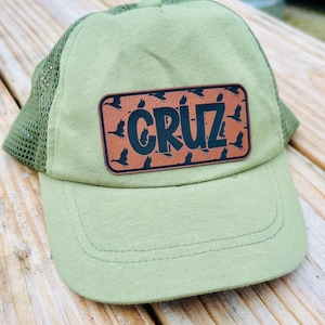 Baby Trucker Hat, Name Personalized Hat, Toddler Custom Hat, Personalized Boys Hat, Baby Name Hat, Youth Custom Hat, Leather Patch Hat,