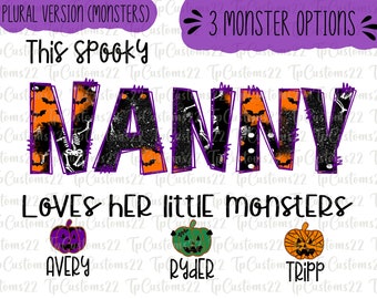 Pacote Esta babá ama seus monstrinhos ou monstro PNG, Halloween Nanny png, Nanny PNG, camisa assustadora da babá, esta babá PNG