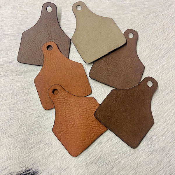 Custom Listing for ENGRAVED Blank Cattle Ear Tag Leather Shape, Leatherette Patches with Adhesive Backing - Blank, No Stitching, Laserable