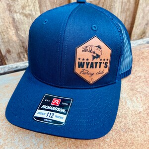 Kid Fishing Club Hat, Personalized Fishing Club Hat, Trout Fishing Hat, Fishing Hat, Youth Custom Hat, Leather Patch Hat, Richardson 112