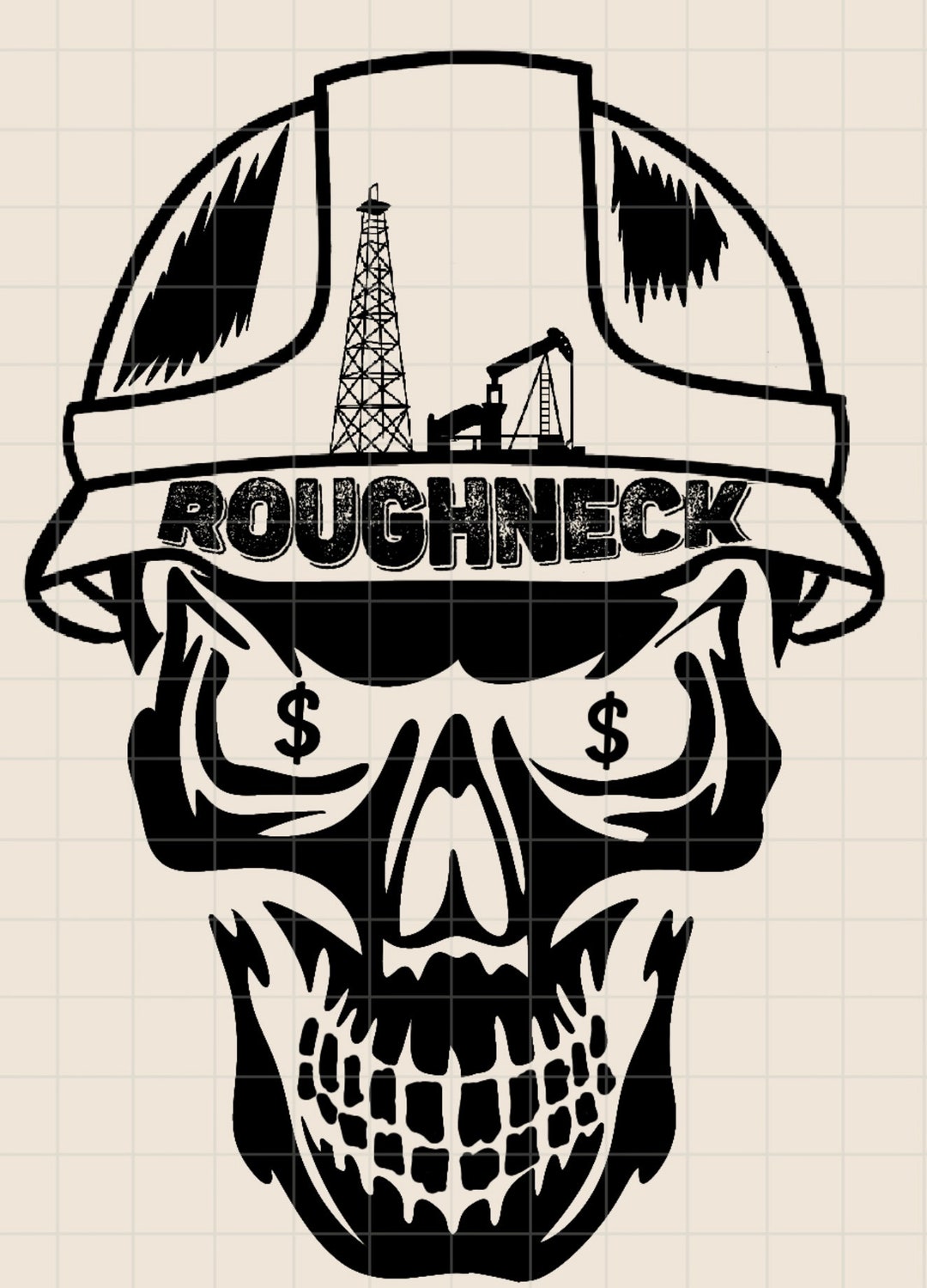 Oilfield Roughneck Skull Hard Hat PNG, Roughneck PNG, Oilfield Worker