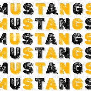 Mustangs PNG, School Mascot Png, Black and Gold Mustang, School colors, School Spirit, Team Spirit, School Mascot, Sublimation Download, DTF