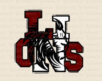 Löwen Kastanienbraun Fußball PNG, Schulmaskottchen Png, kastanienbraune und weiße Löwen, Fußballtrikot, Schulgeist, Teamgeist, Sublimation, Löwen png