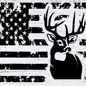Grunge Flag Big Buck Deer Hunting SVG, PNG, CNC, Laser, Taglierina in vinile, Silhouette, Cricut, Decalcomania, Adesivo, File di t-shirt!