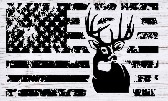 Grunge Flag Big Buck Deer Hunting SVG, PNG, CNC, Laser, Vinyl