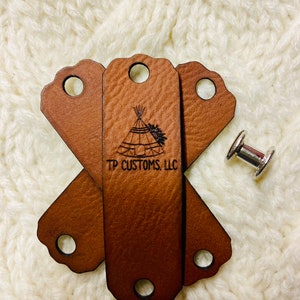Custom Logo Rivet Tags, Laserable Leatherette, Chicago Screw Fold Over Tags, Hat Tags, Tags for Knitting or Crochet