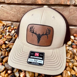 Buck, Deer Hunting, Fishing, Leather Patch Hat, Richardson 112, SnapBack, Bone Collector, Christmas Gift, Gifts for him, Gifts for Guys