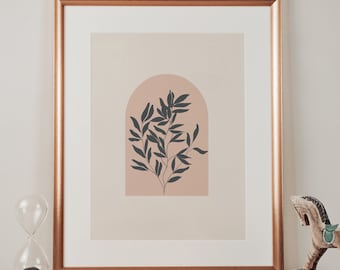 Minimalist Leaf Art Print: Boho Botanical Poster