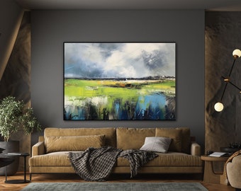 Meadow, Nature, Spring 100% Handmade, Textured Painting, Acrylic Abstract Oil Painting, Wall Decor Living Room, Office Wall Art