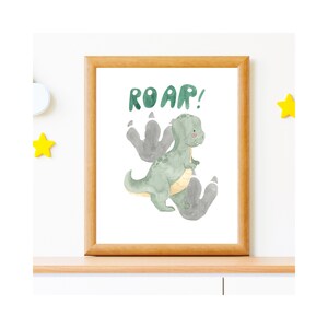 Baby Green Dino with Foot Prints Wall Decor for Nursery or Child’s Beedroom