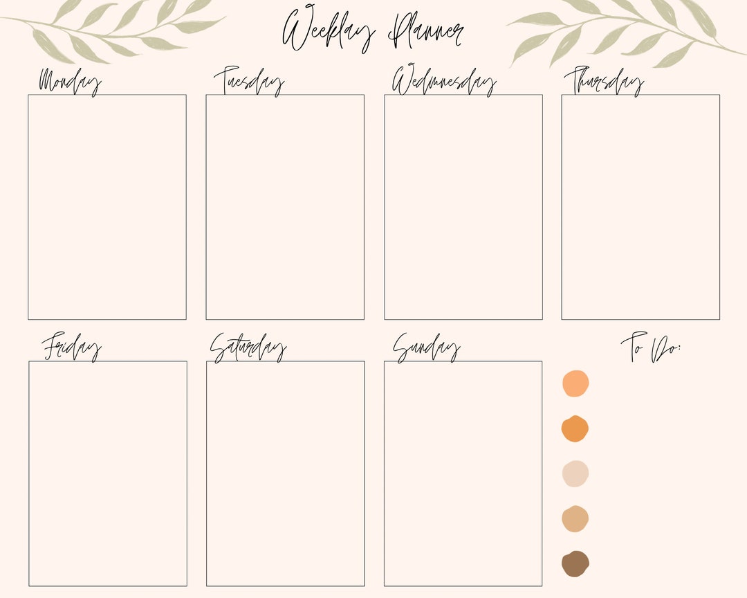 Aesthetic Weekly Planner Printable to Do List - Etsy