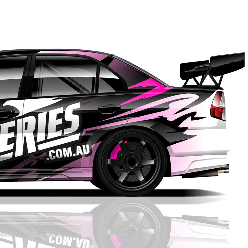 Swoosh Raspberry Rally Livery Design Car Wrap, Motorsport Livery, Drift