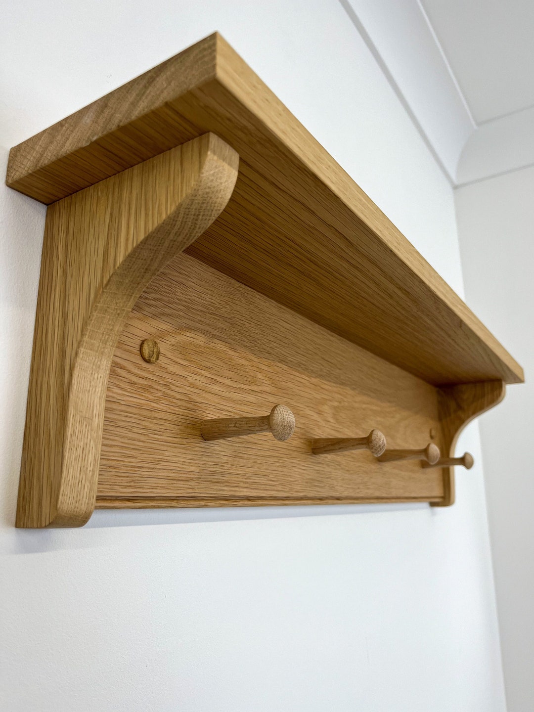 Oak Peg Shelf Shaker Peg Shelf Solid Oak Etsy