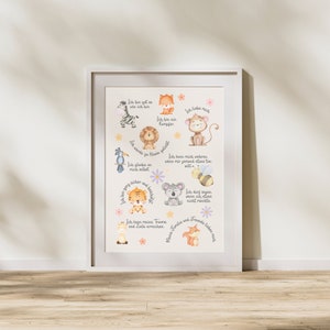 Kinderaffirmatieposters en wenskaarten: schattige dieren, verschillende formaten en sjabloon voor doe-het-zelf-enveloppen - nr. 1