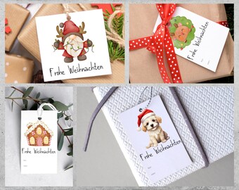 Child-friendly gift tags to print out yourself: 30 cute designs in 2 sizes | PDF file