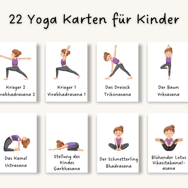 Yoga-Karten für Kinder - Spielerisch Yoga lernen und Spaß haben, Yogaposen, ASANA, digitaler Download