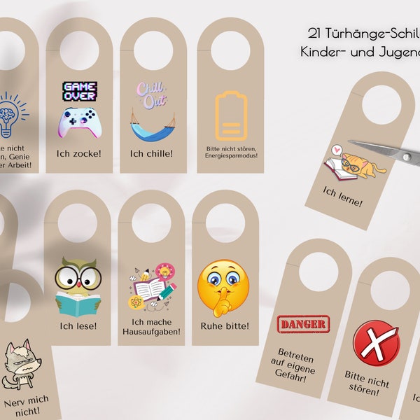 Lustige Türhängeschilder für das Kinderzimmer - Einzigartige Gestaltung mit Spaßfaktor! Eintritt verboten! digitaler Download, PDF